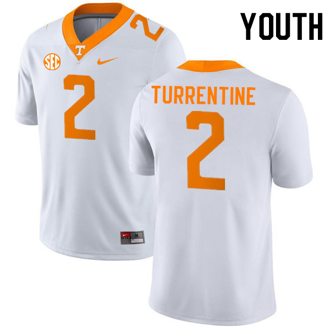 Youth #2 Andre Turrentine Tennessee Volunteers College Football Jerseys Stitched-White